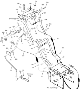 Handle Diagram and Parts List for 632130X16B 2004 Briggs and Stratton Snow Blower